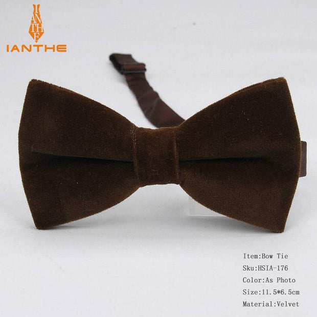 Ianthe Brand New Solid Color Velvet Bow Tie