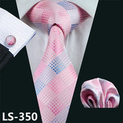 100% Silk Ties Jacquard Woven Gravata Barry.Wang Necktie Hanky Cufflink Sets
