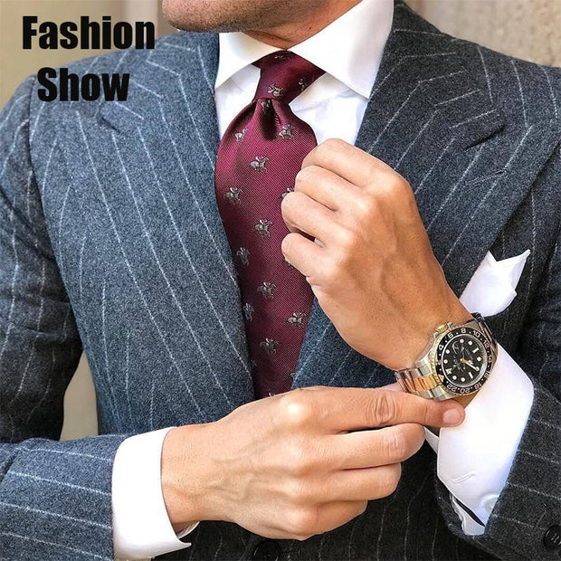 2018 New Arrival Men&#39;s Ties Dinosaur Pattern Red Mens Wedding Neckties