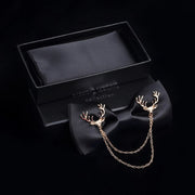 Adjustable Bow Tie Metal Wing Bowtie Pocket Square Towel Handkerchief Gift Set