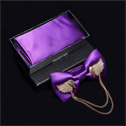 Adjustable Bow Tie Metal Wing Bowtie Pocket Square Towel Handkerchief Gift Set