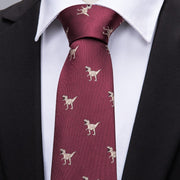 2018 New Arrival Men&#39;s Ties Dinosaur Pattern Red Mens Wedding Neckties