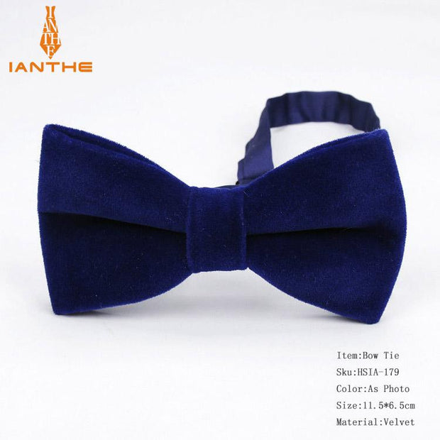 Ianthe Brand New Solid Color Velvet Bow Tie