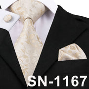 Champagne Ivory White Solid Tie 100% Silk Woven Men Tie Plain Necktie