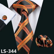 100% Silk Ties Jacquard Woven Gravata Barry.Wang Necktie Hanky Cufflink Sets