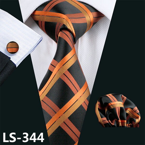 100% Silk Ties Jacquard Woven Gravata Barry.Wang Necktie Hanky Cufflink Sets