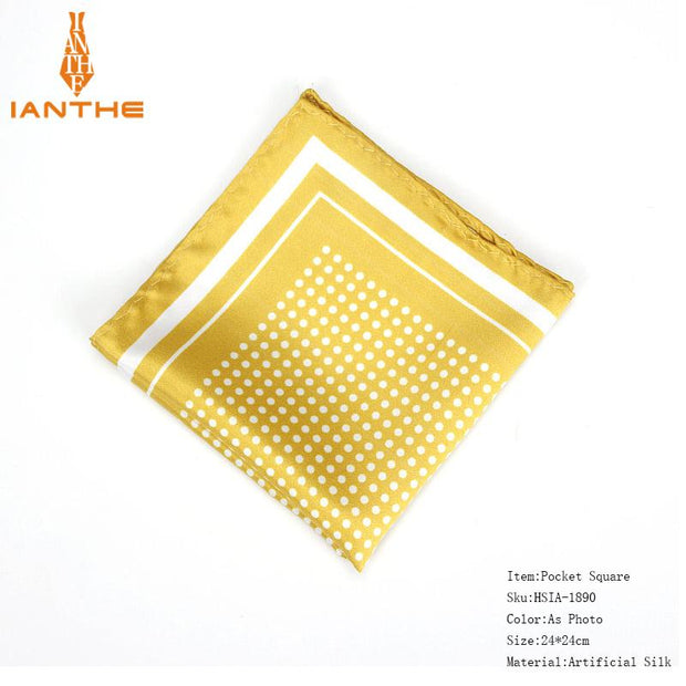 Handkerchief Vintage Dot Print Pocket Square Polyester Silk Soft Hankies