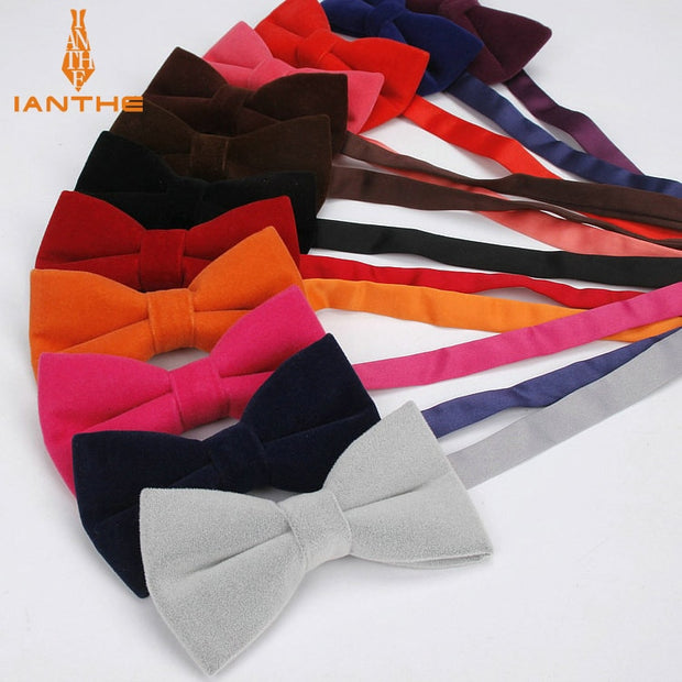 Ianthe Brand New Solid Color Velvet Bow Tie