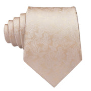 Champagne Ivory White Solid Tie 100% Silk Woven Men Tie Plain Necktie