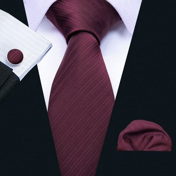 LS-5090 New Mens Ties Handkerchief Set 11 Colors Solid Silk Ties For Men