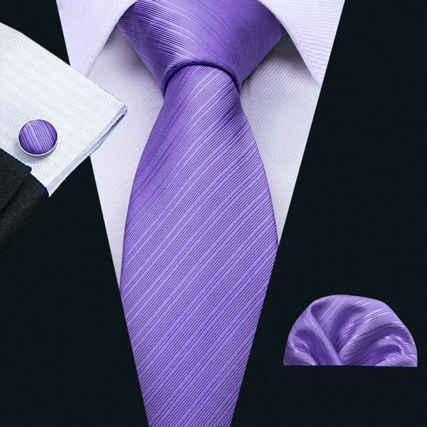 LS-5090 New Mens Ties Handkerchief Set 11 Colors Solid Silk Ties For Men