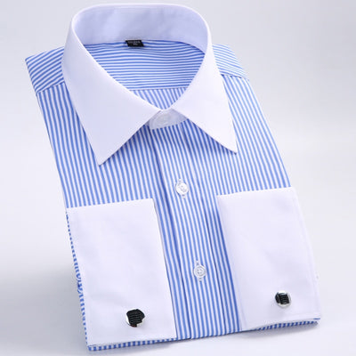 Classic French Cufflinks Shirt Brand Formal Shirts For Men