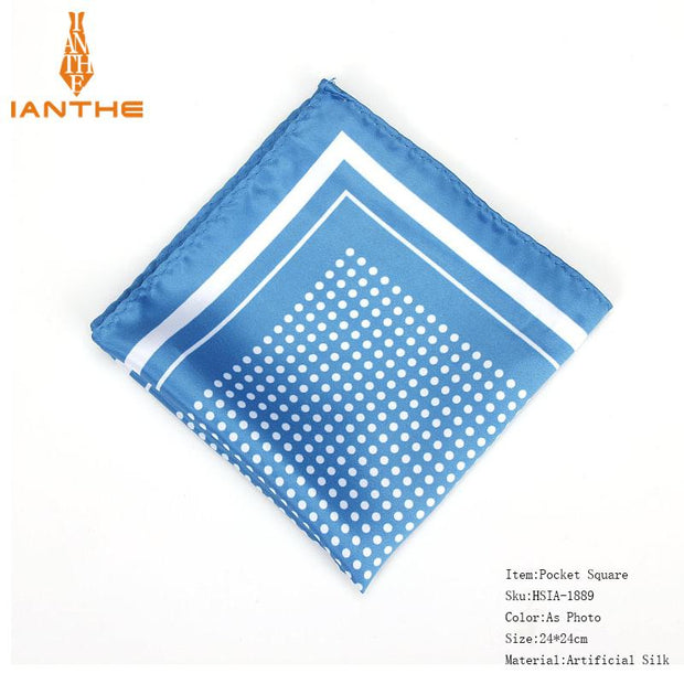 Handkerchief Vintage Dot Print Pocket Square Polyester Silk Soft Hankies