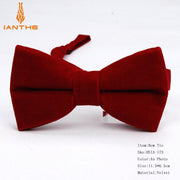 Ianthe Brand New Solid Color Velvet Bow Tie