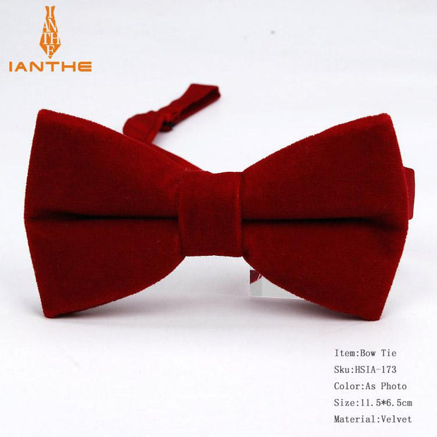 Ianthe Brand New Solid Color Velvet Bow Tie