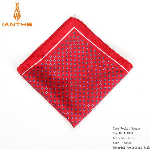 Handkerchief Vintage Dot Print Pocket Square Polyester Silk Soft Hankies