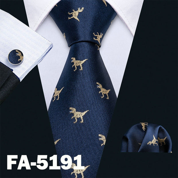 2018 New Arrival Men&#39;s Ties Dinosaur Pattern Red Mens Wedding Neckties