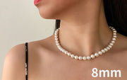 Elegant Silver 925 Jewelry Classic Temperament Wedding Necklace 4-10mm Shell Pearl