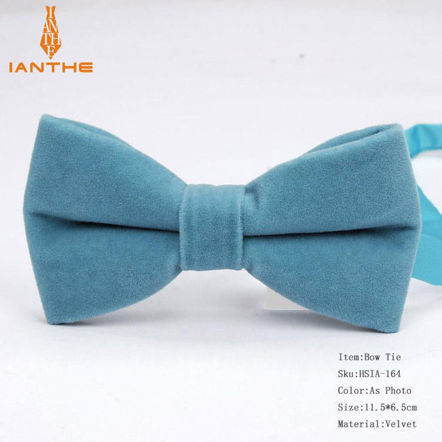 Ianthe Brand New Solid Color Velvet Bow Tie