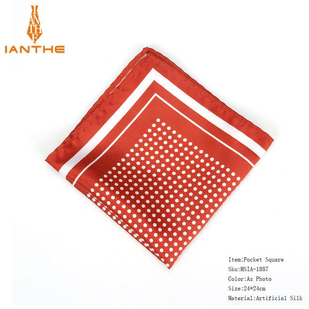 Handkerchief Vintage Dot Print Pocket Square Polyester Silk Soft Hankies