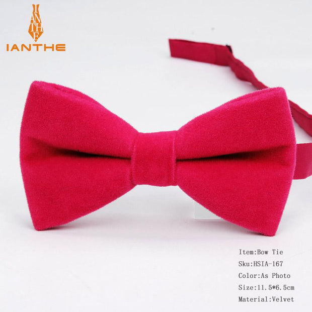 Ianthe Brand New Solid Color Velvet Bow Tie