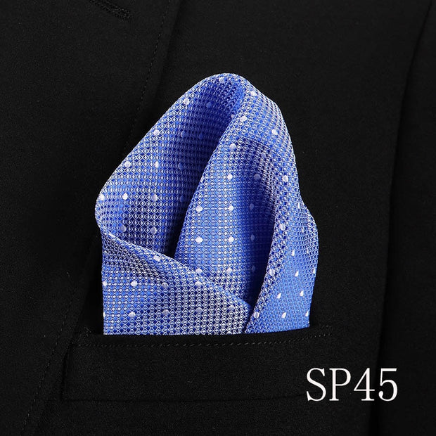 Vangise Mens Pocket Squares Dot Pattern Blue Handkerchief Fashion Hanky