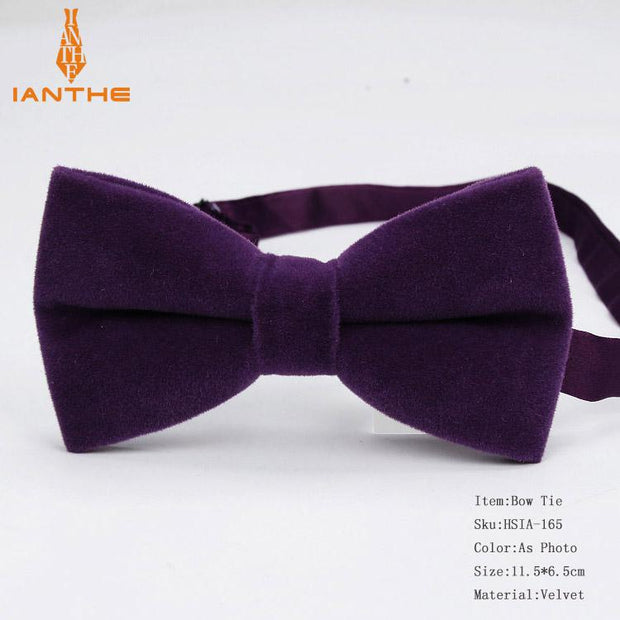 Ianthe Brand New Solid Color Velvet Bow Tie