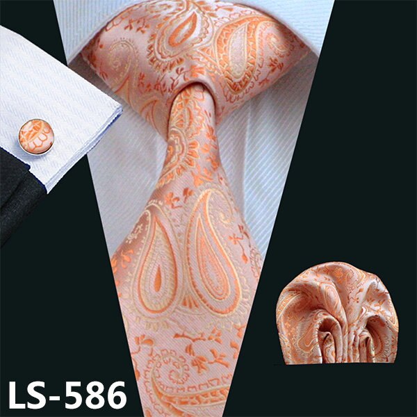 100% Silk Ties Jacquard Woven Gravata Barry.Wang Necktie Hanky Cufflink Sets