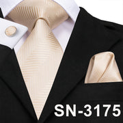 Champagne Ivory White Solid Tie 100% Silk Woven Men Tie Plain Necktie