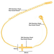 Charms Sideways Cross Bracelet Stretch Chain Stainless Steel Classic Christian Bracelet