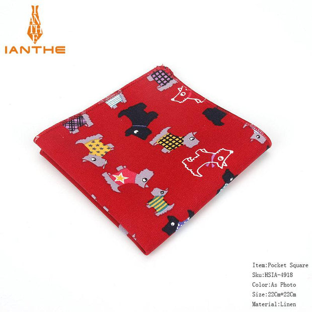 Vintage Linen Paisley Hankies For Men Casual Suits Pocket Square