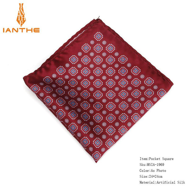 Brand Handkerchief Vintage Geometric Pocket Square Soft Hankies