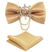 Adjustable Bow Tie Metal Wing Bowtie Pocket Square Towel Handkerchief Gift Set
