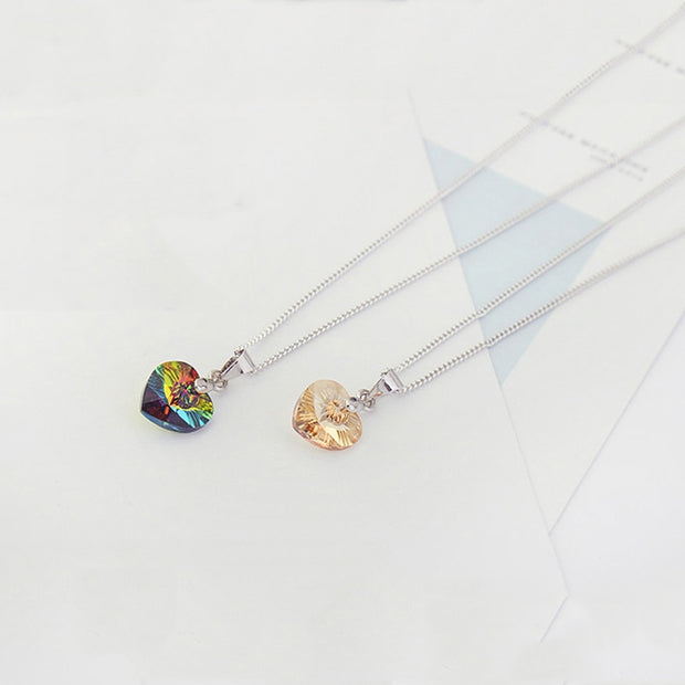 Mini Heart Necklaces For Women Girls Korean Fashion Pendant Original Crystals