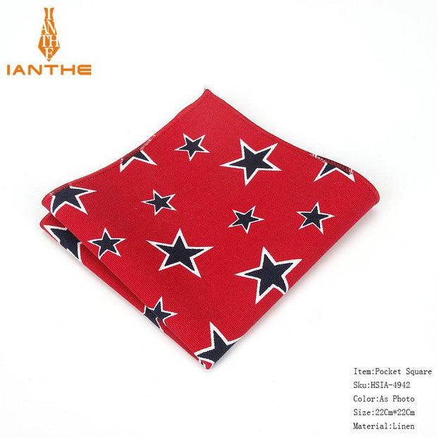 Vintage Linen Paisley Hankies For Men Casual Suits Pocket Square