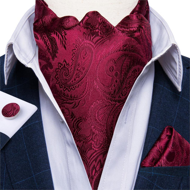 Luxury Men&#39;s Vintage Paisley Floral Formal Cravat Ascot Tie Self British Style