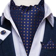 DiBanGu Men Luxury Silk Ascot Tie Cravat Tie Handkerchief Cufflinks 3pcs Set