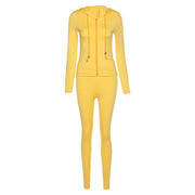 Tracksuit Women 2 Piece Set Fitness Plain Color Zipper Up Hoodies Skinny Leggings