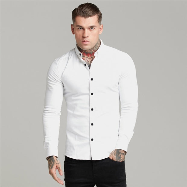 Summer Thin Section Non-iron Modal Shirt Men Black Long-sleeved Business