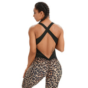 Leopard Yoga Set Fitness Women Jumpsuit Sexy Sleeveless Tracksuit One Piece