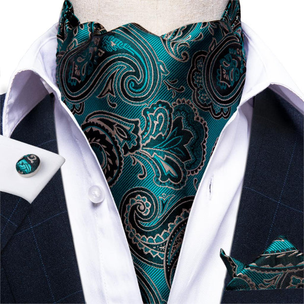 Luxury Men&#39;s Vintage Paisley Floral Formal Cravat Ascot Tie Self British Style