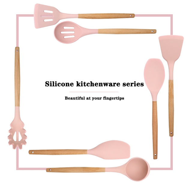 Silicone Kitchenware Cooking Utensils Set Non-stick Cookware Spatula Set