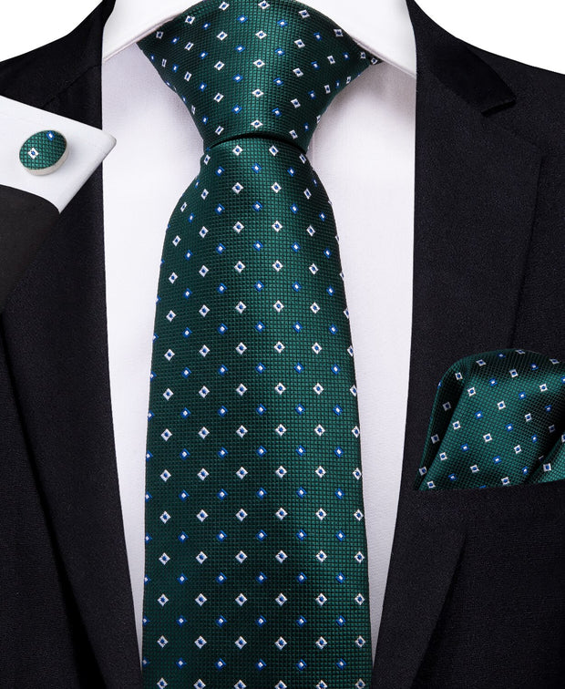 100% Silk Luxury Teal Green Paisley 8cm Tie For Men Wedding Dress Necktie