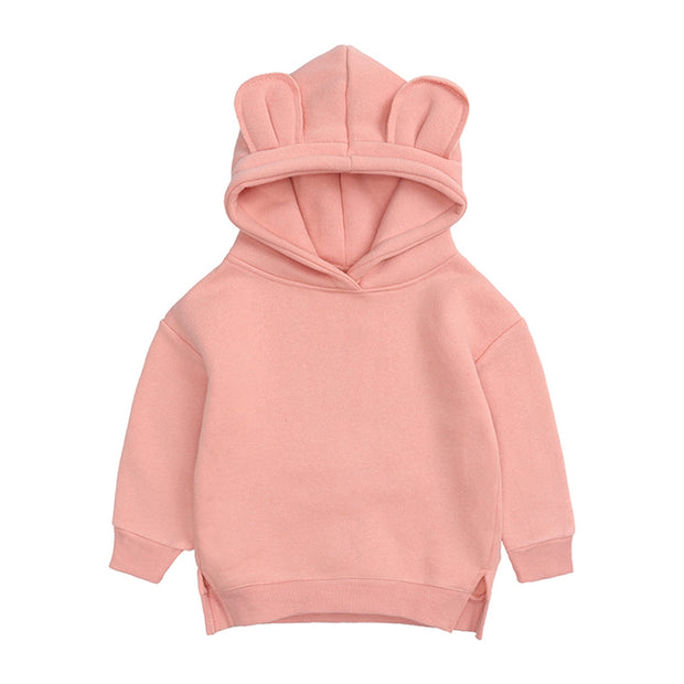 New Fashion Baby Boys Girls Clothes Solid Color Pullover Hooded