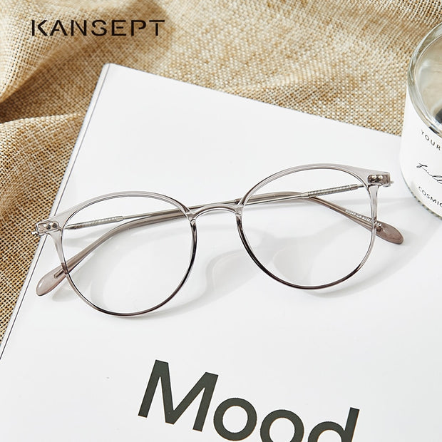 KANSEPT Acetate Glasses Frame Women Fashion Round Prescription Eyeglasses