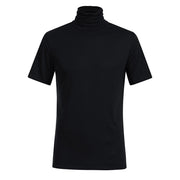 Turtleneck T Shirt Men Spring Summer Short Sleeve Bottoming Shirt Solid Pullovers