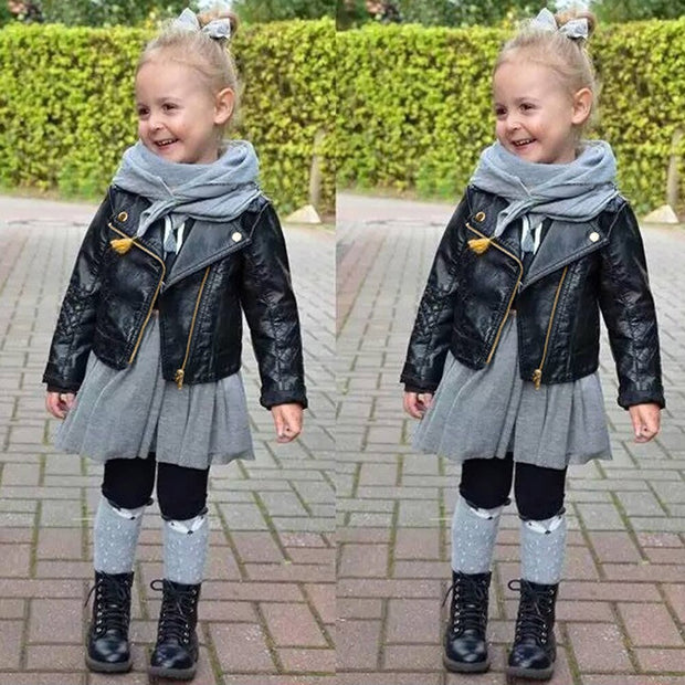 Winter Children Leather Jacket Autumn Winter Girl Boy Kids Baby Outwear