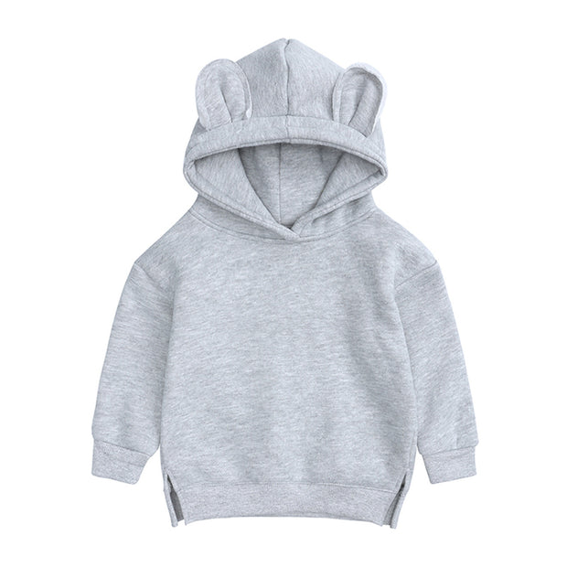 New Fashion Baby Boys Girls Clothes Solid Color Pullover Hooded
