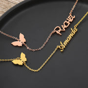 Custom Name Necklace With Heart Butterfly Personlized Nameplate