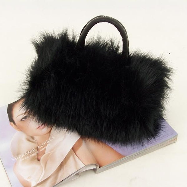 Girls Lady Fashion PU Leather &amp; Faux Fur Handbag Shoulder Bag  EIG88